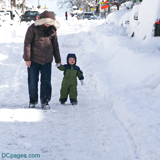Jenna and Luke Jr. walk in snow