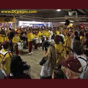 Fans get down with the Redskins Marching Ban for an after game celebration.