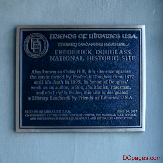Welcome plaque at Frederick Douglass house