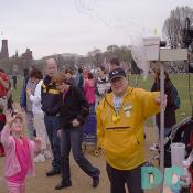 Smithsonian Kite Festival - The Bubble Guy standing next to his famous Bubble Machine.