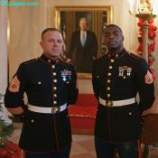 Two Marine Corps reservists in their Dress Blues at The White House