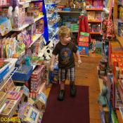 Luke Jr. in awe of the selection - Ellicott City toy store
