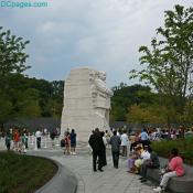 Visitors gather around the King Memorial in Washington, DC