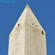 Examining the West and South faces of the Washington Monument