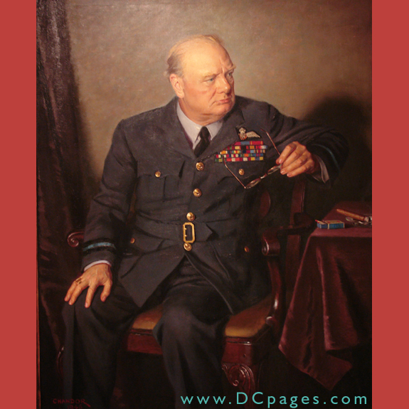 First Floor - Americans Now - Portrait painting of Winston Churchill