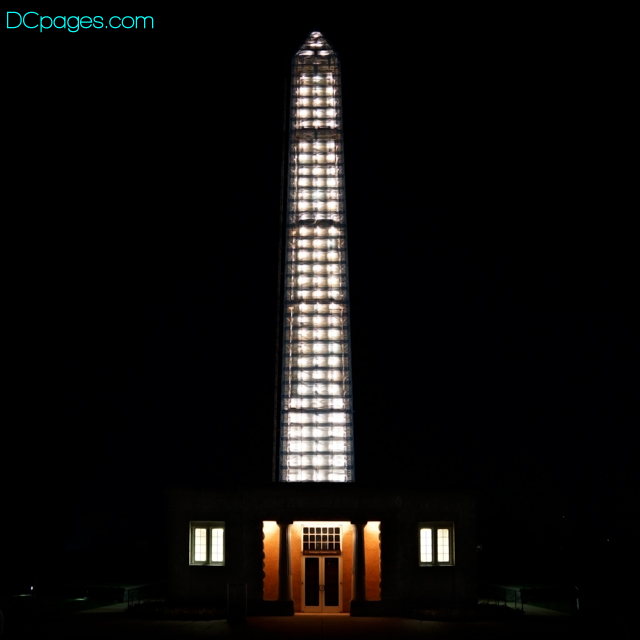 Lighting of the Washington Monument scaffold