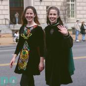 Two beautiful irish girls dress in st patricks day apparel