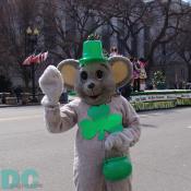 St Patricks Day Costume - Shamrock Mouse passes out more candy to the crowd.