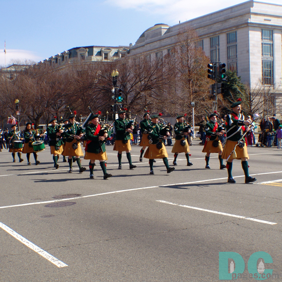 St Patricks Day Parade - Bagpipes marching band.