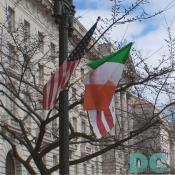 American and Irish flags wave in Washington DC together. May the leprechauns be near you, to spread luck along your way.
The staff of DCpages hopes you have a wonderful St. Patrick's Day.