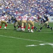 The Keydets and the Midshipmen scrammble for the lose ball.
