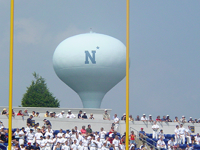 The Navy water tower stands tall behind the Navy-Marine Corp Memorial Stadium.