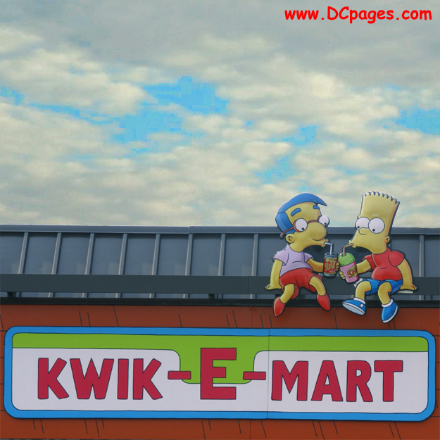 Milhouse and Bart enjoy a super squishy sugar high on top of the Bladensburg Kwik-E-Mart.