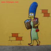 Marge Simpson walking in front of the Bladensburg Kwik-E-Mart.