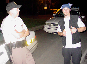 DC Pages R Bobbin having a friendly conversation with the local police.