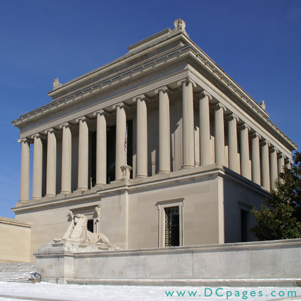 The House of the Temple has 33 outer columns which are each 33 feet high. The outer design is simular to John Russell Pope's concept of the National Archives.