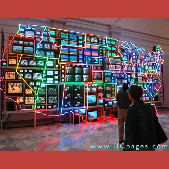 Third Floor - Contemporary Art - 32-foot-wide glowing map of the United States with more than 300 televisions by Nam June Paik