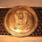 There are four bronze friezes with the double-headed eagle (symbol of the Scottish rite).