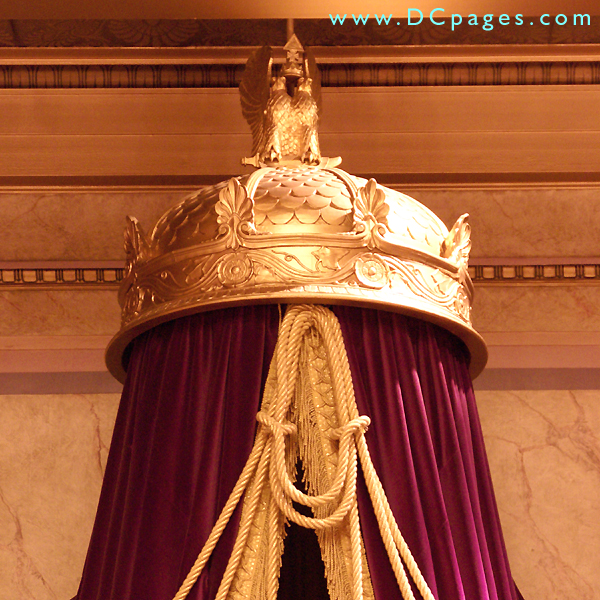 Bronze crown over the chair of the Supreme Commander.