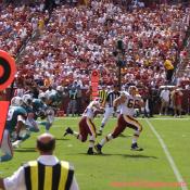 Washington Redskins 2007 Home Opener  RB Betts blasts through the line as he follows his blockers downfield.