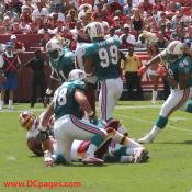 Washington Redskins 2007 Home Opener  LB Zach Thomas rolls over on Jansens ankle and snap, uhh. You saw the game.