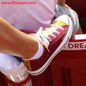 Washington Redskins Home Opener - A true Redskins fan shows off her Washington Redskins sneakers.