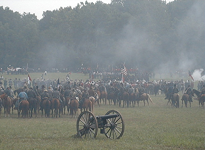 The First Battle of Bull Run: Preparing To Ride.  Union soldiers prepare to ride back to Washington, D.C. on July 22.  