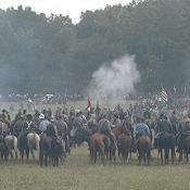 The First Battle of Bull Run: Cannon Fire.  Union Soldiers face Southern artillery.  