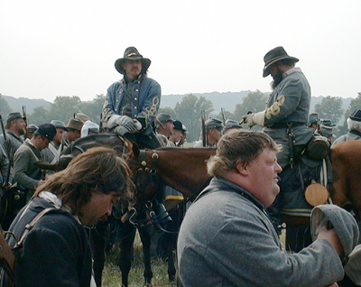 The First Battle of Bull Run: Inspecting the Men.  Confederates near the Stone Bridge.  