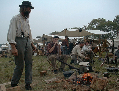 The First Battle of Bull Run:  Afterwards.  Southern Soldiers relax after having defeated the Union troops.  
