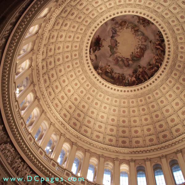 The circular domed rotunda of the United States Capitol is simular to an early Roman Parthaneon.