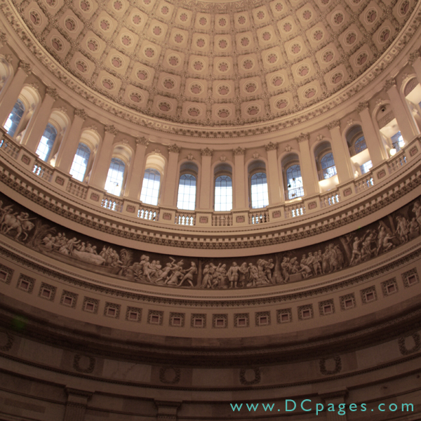 The circular domed rotunda of the United States Capitol.
