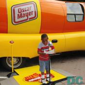 "Cause if I were an Oscar Mayer wiener 
Everyone would be in love with me." The Oscar Mayer Wienermobile in back