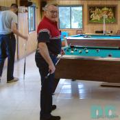 New Englander, Duane Gordon, takes some time to shoot some pool in the Game Room. Even on a warm summer day you can always find a friendly game of pool or darts at the North Fork Resort. Tel.540.636.2995