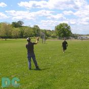 Wayne (left) and Bud (right) from Winchester, Virginia enjoy a friendly game of catch on one of the many fields of the resort. They are preparing for a game scheduled for later on in the afternoon at the baseball field. Tel.540.636.2995