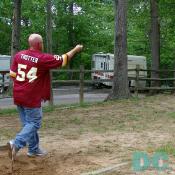 There are numerous horseshoe pits scattered throughout the North Fork Resort. Here, former Redskins linebacker, Jeremiah Trotter, enjoys his afternoon with a competitive game of horseshoes. Here's the pitch. Tel.540.636.2995