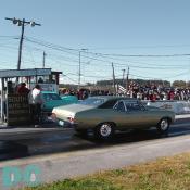 1970 Chevy Nova sleeper and another '70 Nova waiting at the starting line.