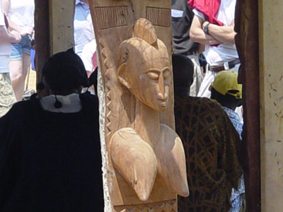 upclose detail of the Dogon Toguna