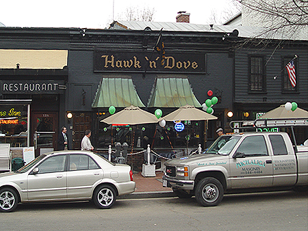 Our next stop was the Hawk 'n' Dove tavern. The District's oldest pub has beckoned thirsty patrons into its dark wood-paneled interior for nearly four decades. 