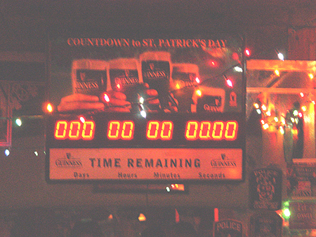 The Saint Patrick's Day counter at zero is a once a year occurance.
