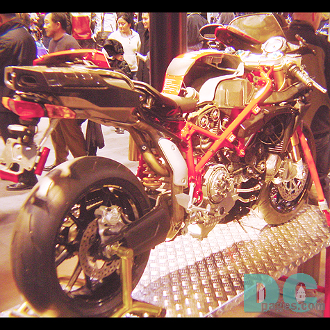 Ducati 996r cut-away. A very cool display of a very cool bike. The R model costs an additional $8,000!