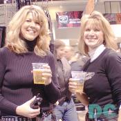 Aannette and Lisa try on chaps and enjoy a frosty beverage.