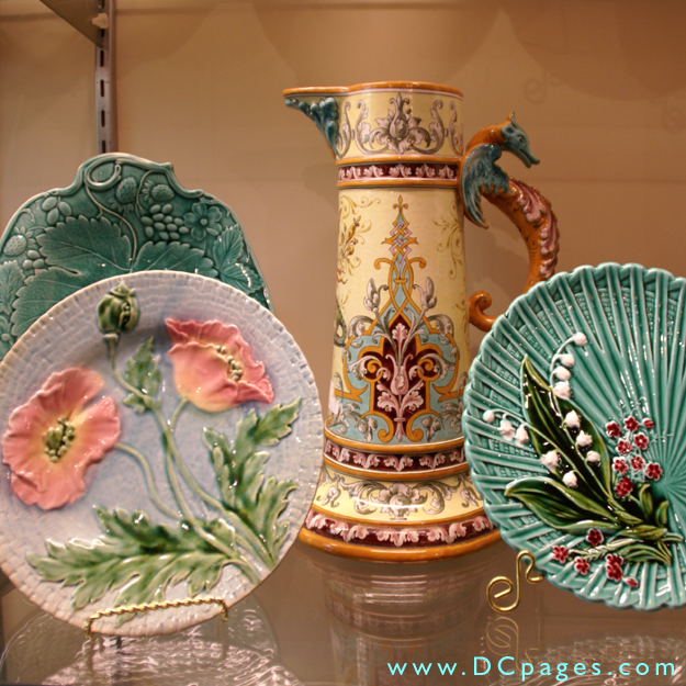 French majolica, from the formal to more country, signed and unsigned, with special emphasis on oyster and asparagus plates and platters.