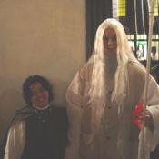 Gandalf the Great with his hobbit friend Frodo of Middle Earth were here to get down and party.
 