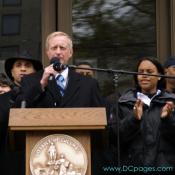 DC City Council member Jack Evans, Ward 2 addresses thousands before march to Capitol Hill on April 16,2007