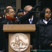 Congresswoman Eleanor Holmes Norton points her fingers to the White House.