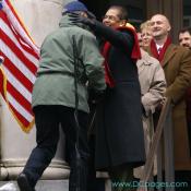 Former DC Mayor Anthony Allen "Tony" Williams is greeted by Congresswoman Eleanor Holmes Norton.