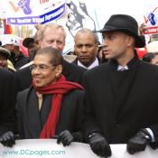 DC Congresswoman Norton and Mayor Fenty lead DC City Council members and residents on April 16,2007 march on Capitol Hill to demand Congressional Voting Right for DC.