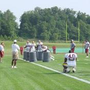 Next up trashcan drills for the Redskin RB's.