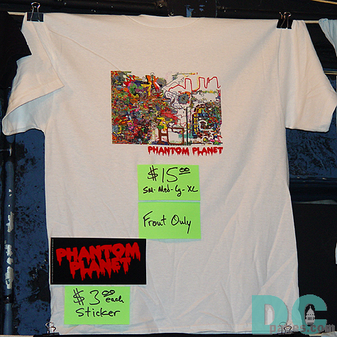 Phantom Planet merchandise, t-shirts, stickers, cds were available for purchase in the back of the club, but also can be found online at www.phantomplanet.com.  